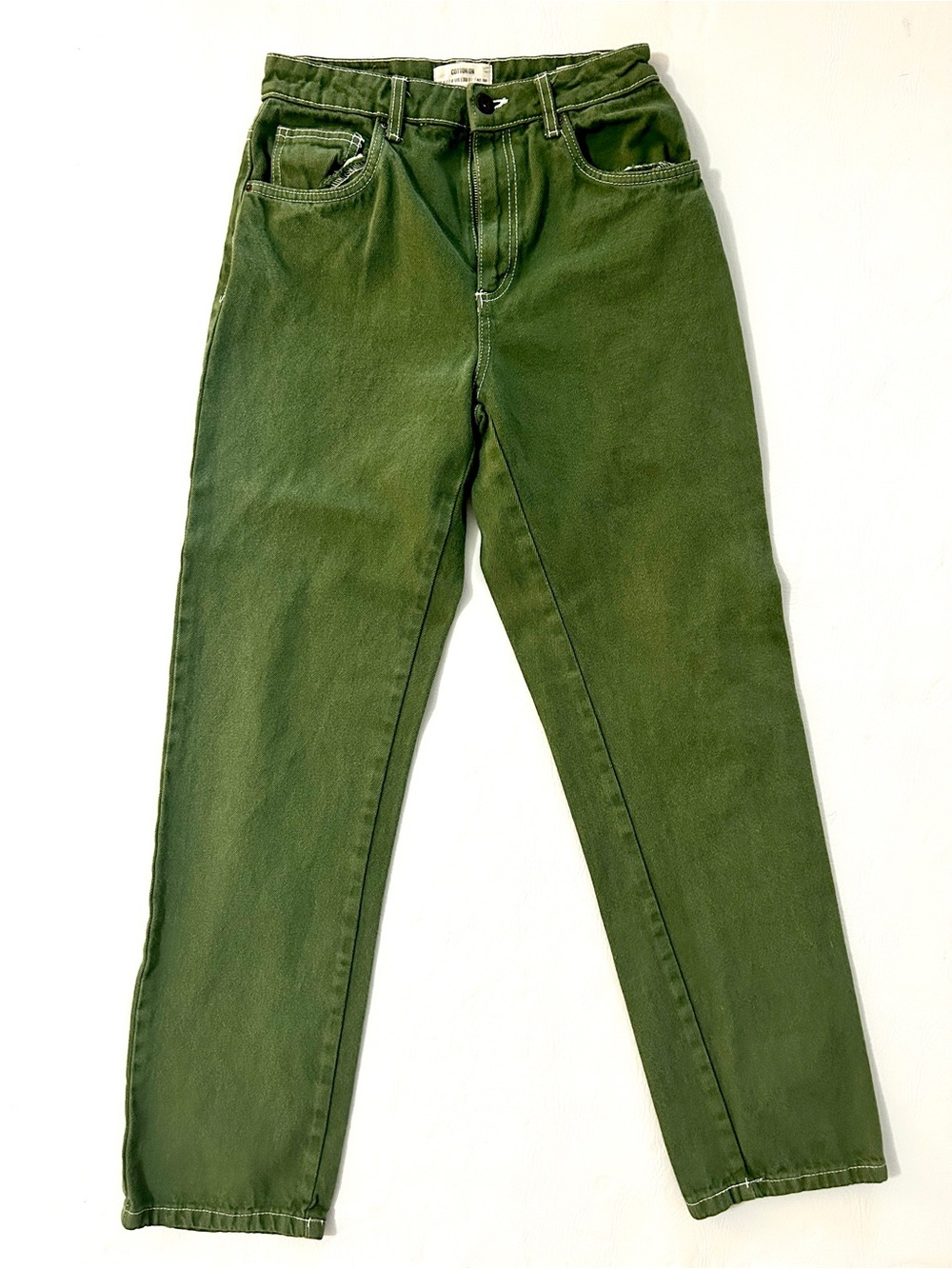 Long Straight-Leg Women's Jeans in Olive Green Cotton-On US 6